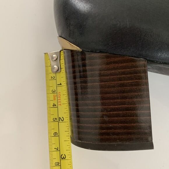 Calvin Klein Black Leather Stacked Heel Ankle Booties Size 9 - Picture 9 of 10